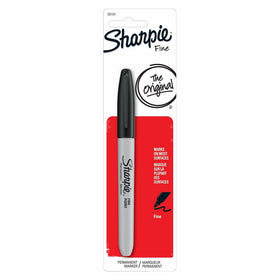 Sharpie 30101 Fine Point Permanent Marker, Marks On Paper and Plastic, Resist Fading and Water, AP Certified, Black Color, Pack of 1