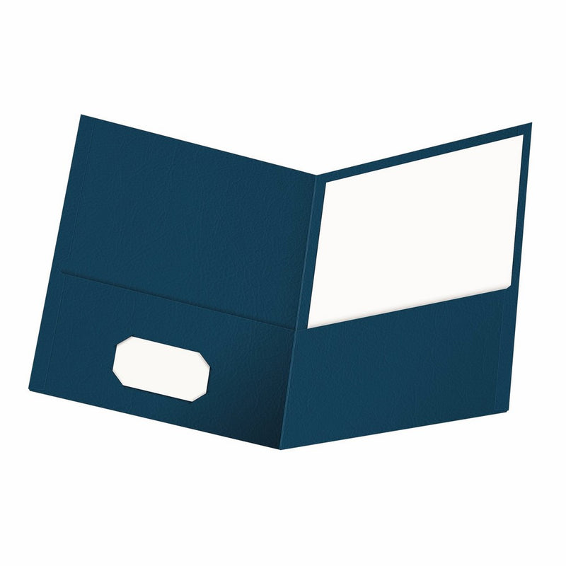 Oxford Twin-Pocket Folders, Textured Paper, Letter Size, Blue, Holds 100 Sheets, Box of 25 (57502EE)