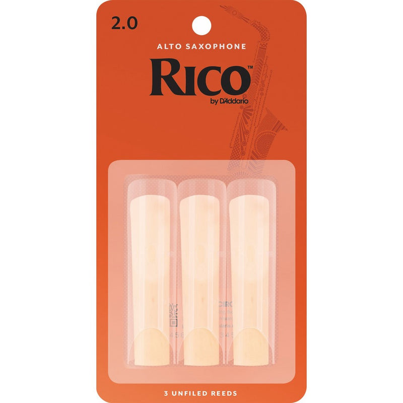 Rico by D'Addario Alto Sax Reeds, Strength 2.0, 3-pack
