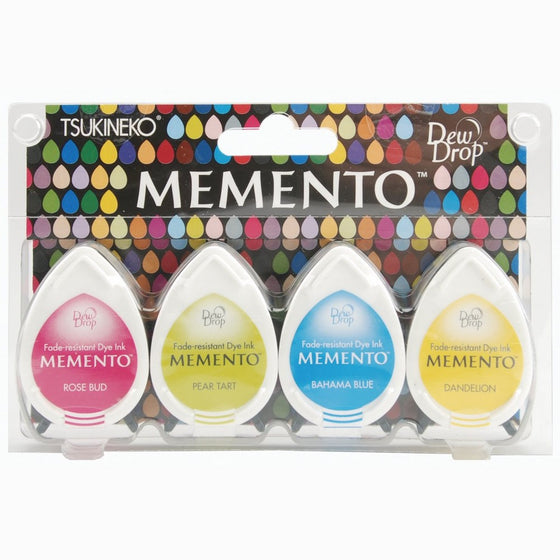 Tsukineko 4-Pack Assortment Memento Dew Drops Fade-Resistant Ink, Beach Party