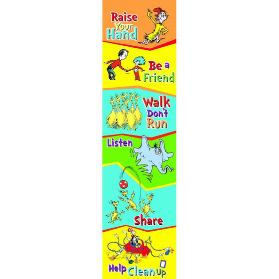 Eureka Dr. Seuss Vertical Classroom Banner, Class Rules, Measures 45 x 12