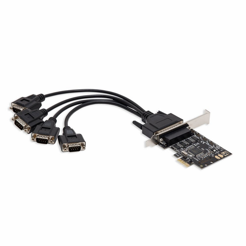 Syba PCI-Express x1 4 Port RS232 Serial Card, Moschip 9904 Chipset, Fan-Out Cable