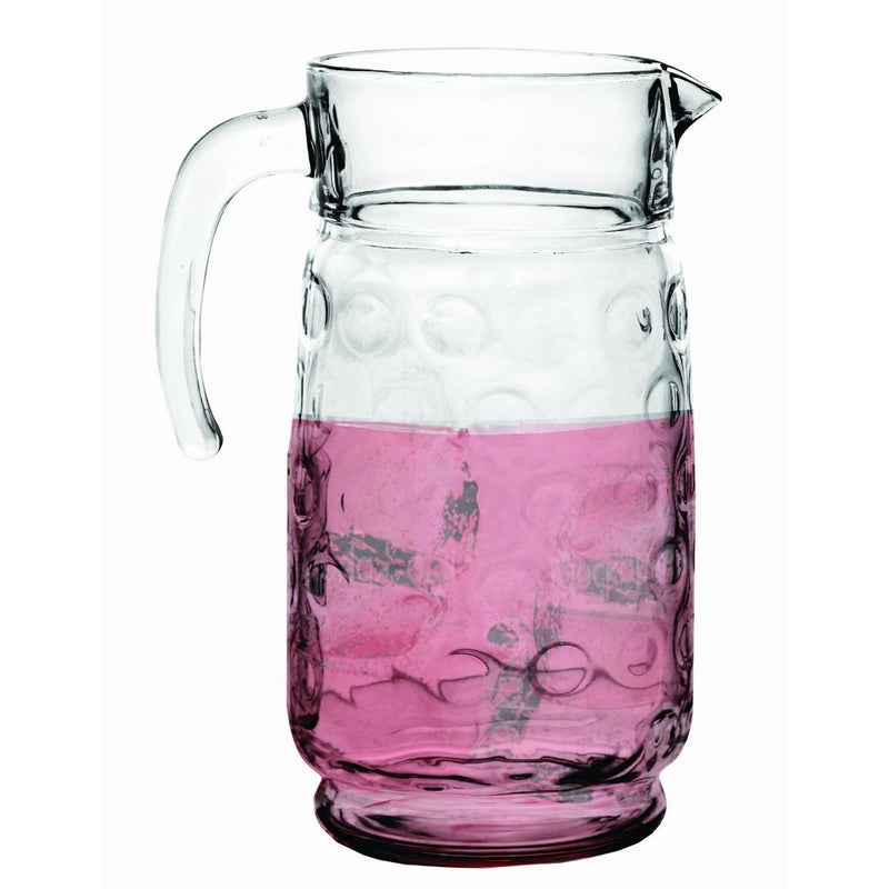 Circleware Circles Glass Beverage Dispenser Pitcher with Handle, 64 oz, Drink Carafe Glassware for Water, Beer, Wine, Liquor, Iced Tea, Punch & Best selling Beverage Drinks Gifts