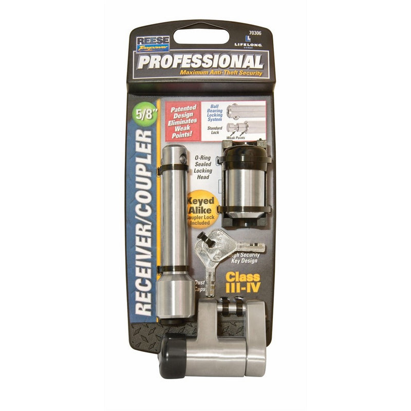 Reese Towpower 7030600 Professional 5/8" Chrome Receiver Lock and Coupler Lock