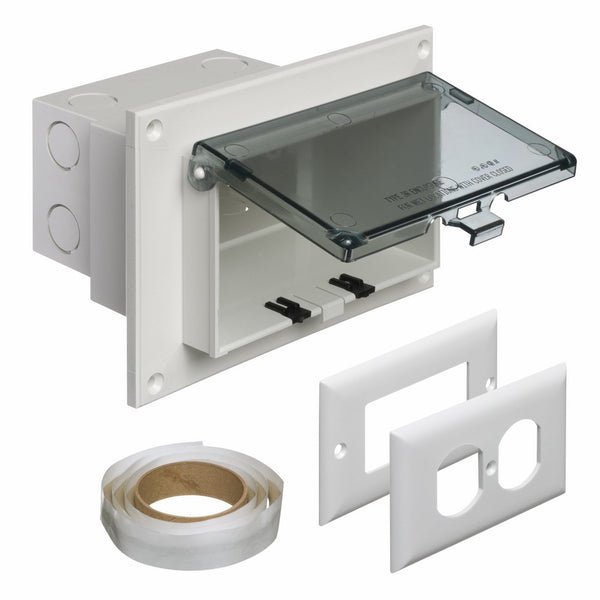 Arlington DBHR1C-1 Low Profile IN BOX Electrical Box with Weatherproof Cover for Flat Surface Retrofit Construction, 1-Gang, Horizontal, Clear
