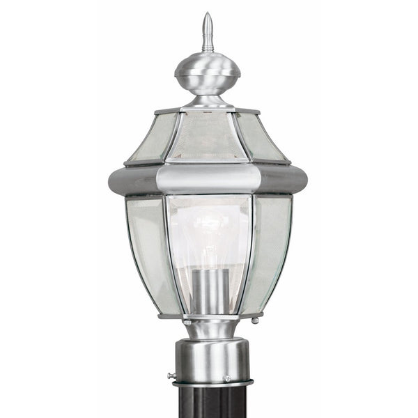 Livex Lighting 2153-91 Outdoor Post with Clear Beveled Glass Shades, Brushed Nickel