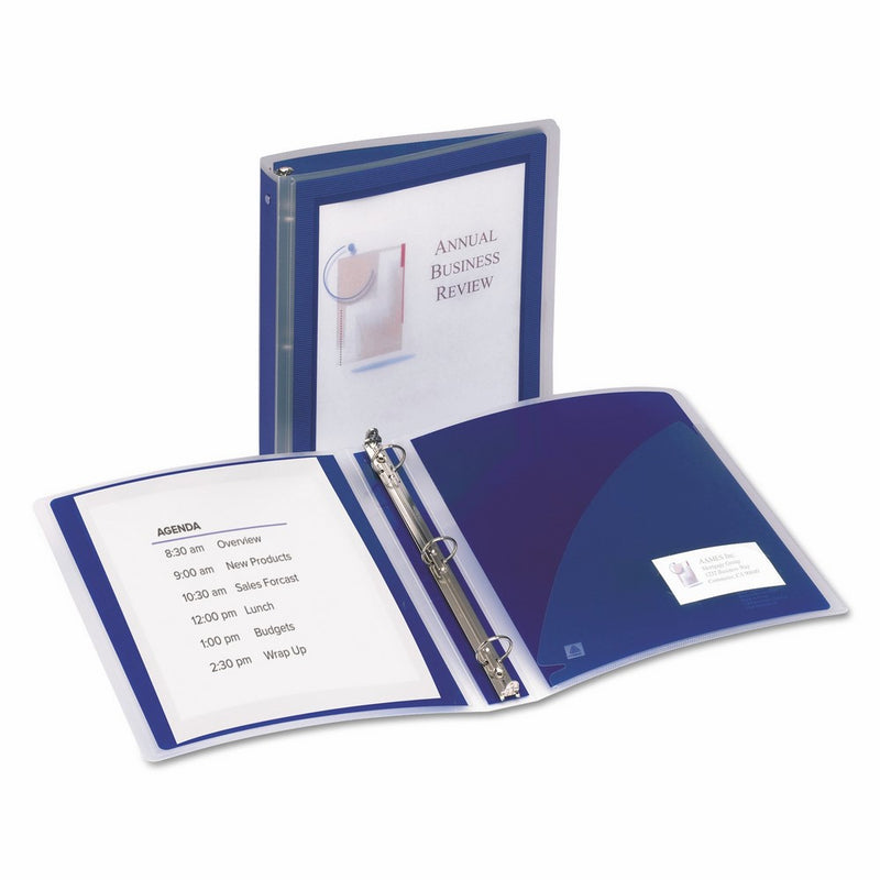 Avery Flexi-View Binders with 1.5-Inch Round Ring, Holds 8.5 x 11 Inches Paper, Navy Blue (17638)