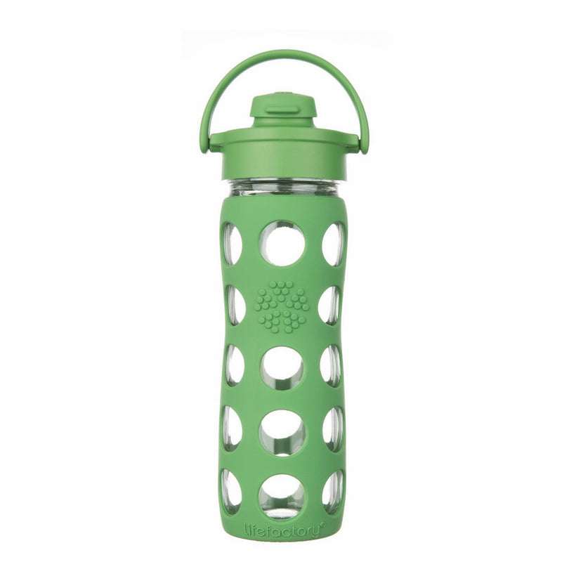 Lifefactory 16-Ounce BPA-Free Glass Water Bottle with Flip Cap and Silicone Sleeve, Grass Green