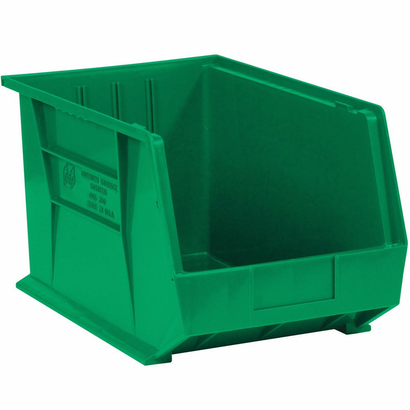 Aviditi BINP1611G Plastic Stack and Hang Bin Boxes, 16" x 11" x 8", Green (Pack of 4)