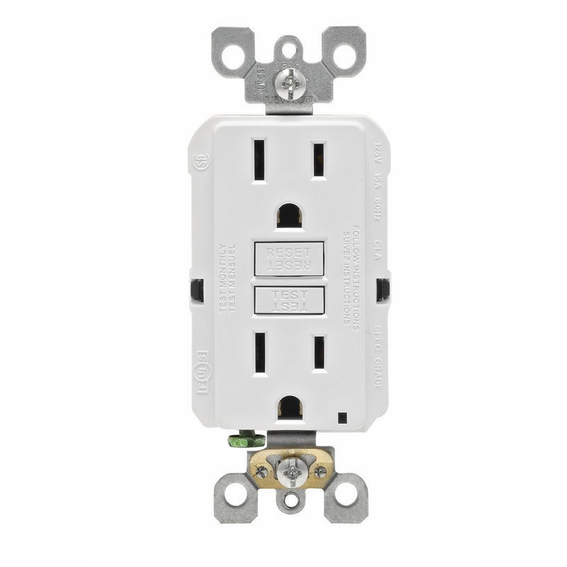 Leviton N7599-W 15-Amp 125-Volt SmartLock Pro Slim Non-Tamper-Resistant Duplex GFCI Receptacle, White