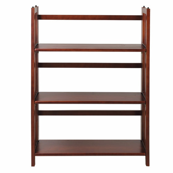 Casual Home 3-Shelf Folding Stackable Bookcase (27.5" Wide)-Walnut