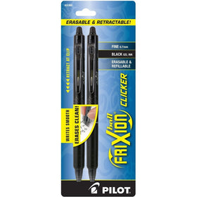 Pilot FriXion Clicker Retractable Erasable Gel Pens Fine Point (.7) Black Ink 2-pk; Make Mistakes Disappear, No Need For White Out. Smooth Lines to the End of Page, America's #1 Selling Pen Brand