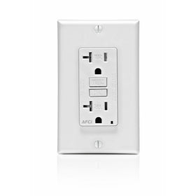 Leviton AFTR2-W 20-Amp, 120-Volt SmartlockPro Outlet Branch Circuit Arc-Fault Circuit Interrupter (AFCI) Receptacle, White