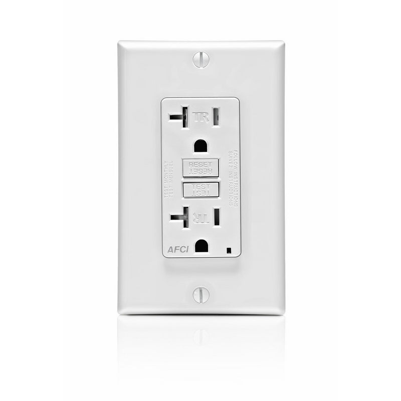 Leviton AFTR2-W 20-Amp, 120-Volt SmartlockPro Outlet Branch Circuit Arc-Fault Circuit Interrupter (AFCI) Receptacle, White