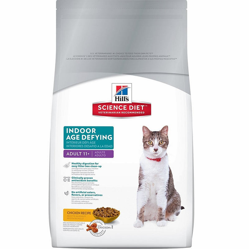 Hill's Science Diet Senior Indoor Cat Food, Adult 11 Age Defying Chicken Recipe Dry Cat Food, 7 lb Bag