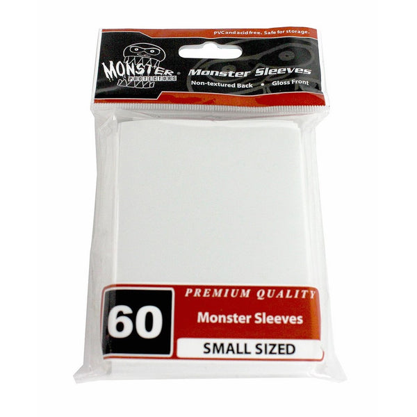 Monster Protectors Sleeves Sleeves - Smaller Size Gloss Finish - WHITE (Fits Yugioh and Other Smaller Sized Gaming Cards)