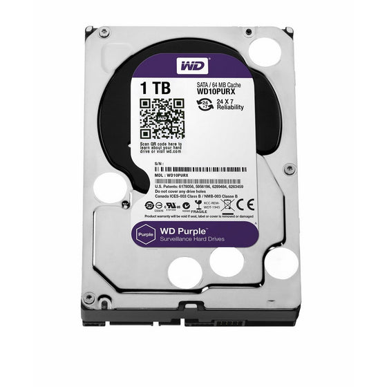 WD Purple 1TB Surveillance Hard Disk Drive - 5400 RPM Class SATA 6 Gb/s 64MB Cache 3.5 Inch - WD10PURX [Old Version]