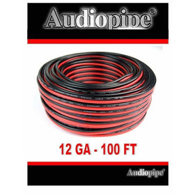 Audiopipe 12 GA Gauge Red Black Stranded 2 Conductor Speaker Wire For Car, Home Audio, 100 feet