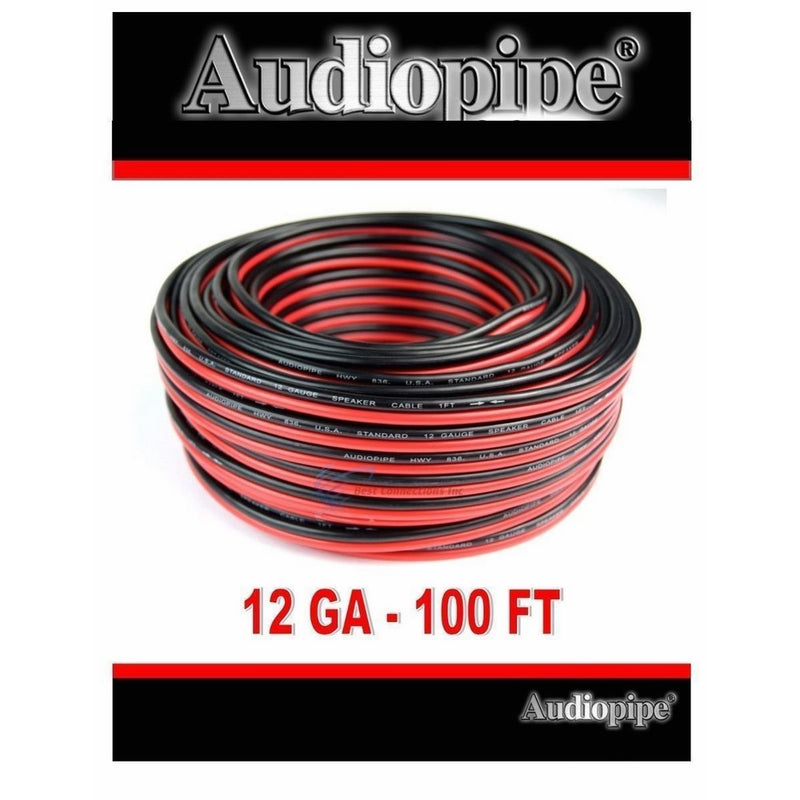 Audiopipe 12 GA Gauge Red Black Stranded 2 Conductor Speaker Wire For Car, Home Audio, 100 feet