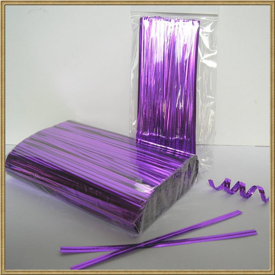 100pcs 4" PURPLE metallic twist ties foil twist ties for cello bags treat bags in birthday party wedding party