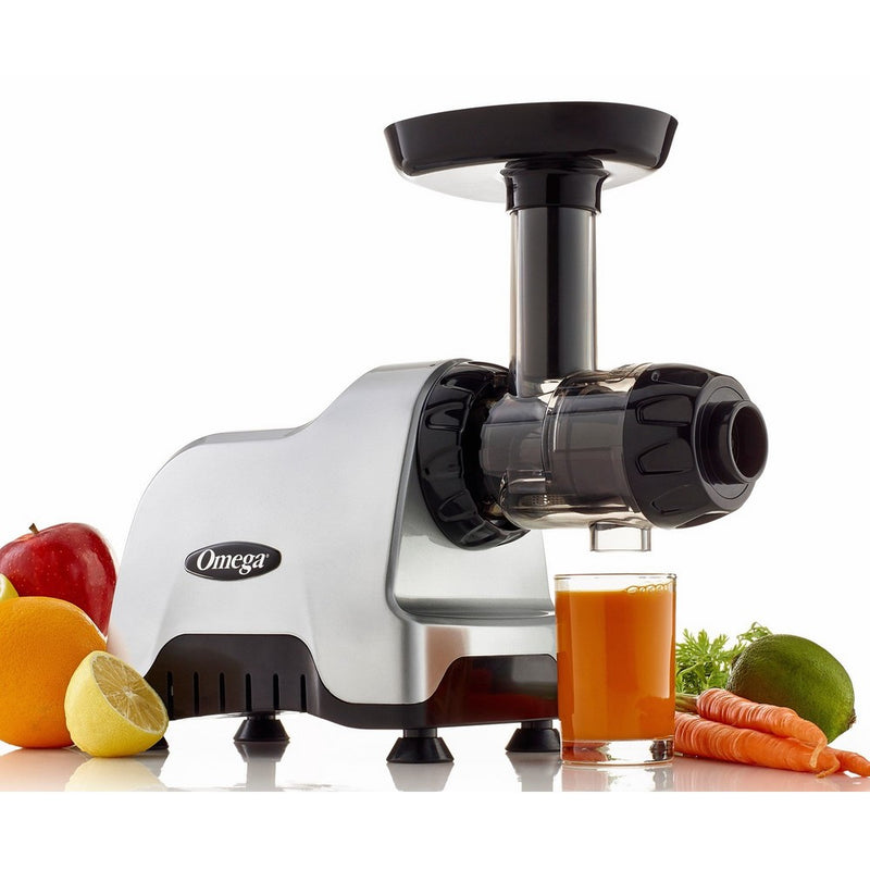 Omega Juicers CNC80S Compact Slow Speed Multi-Purpose Nutrition Center Juicer with Quiet Motor Creates Continuous Fresh Healthy Fruit and Vegetable Juice at 80 RPM, 200-Watts, Silver