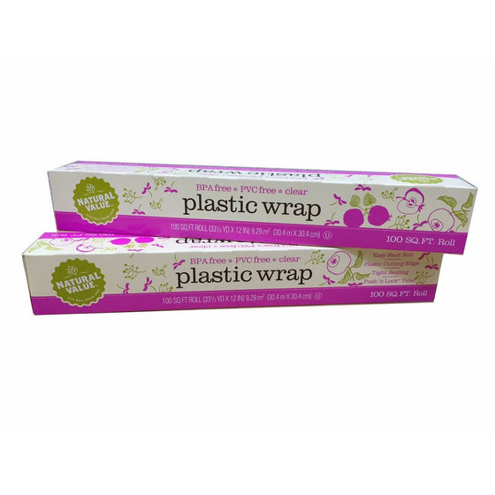 Natural Value Clear Plastic Wrap (Pack of 2 - total of 200 sq ft)