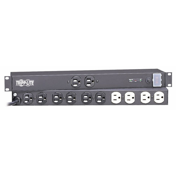 Tripp Lite Isobar 12 Outlet Network Server Surge Protector, 15A, 15ft. Cord, 1U Rack Mount, Metal, 25,000 INSURANCE (IBR12)