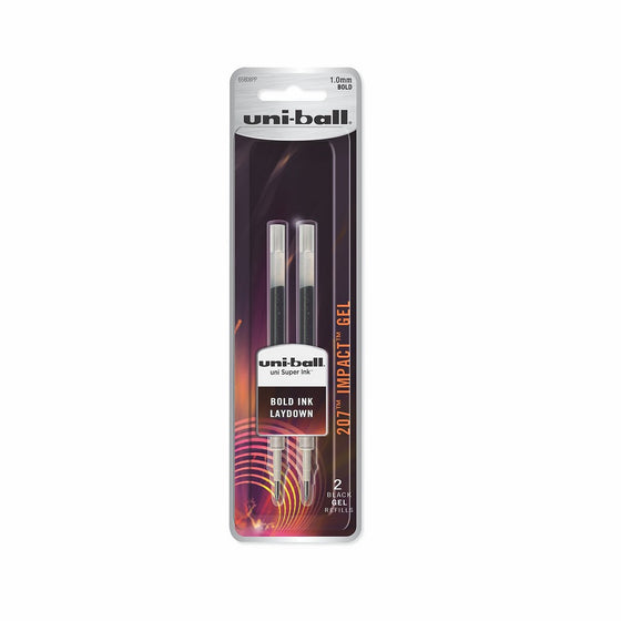 Uni-Ball 65808PP 207 Impact Gel Pen Refills, Bold Point (1.0mm), Black, 2 Count