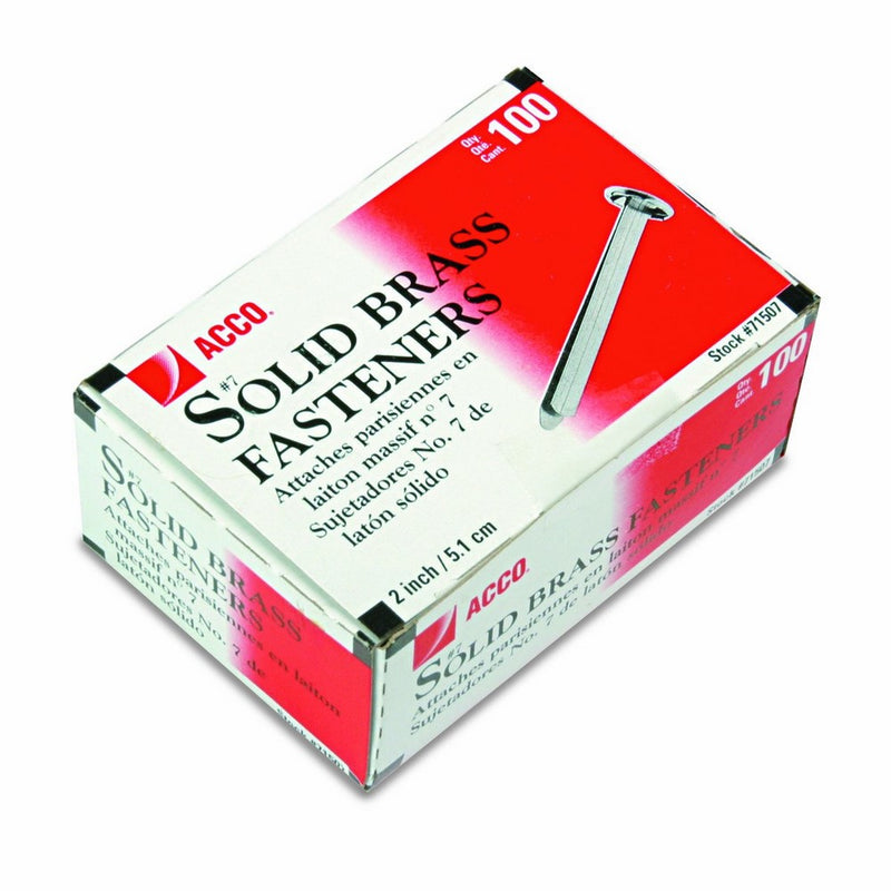 Acco Solid Brass Fasteners, 2-Inch Capacity, 100 Count (A7071507)