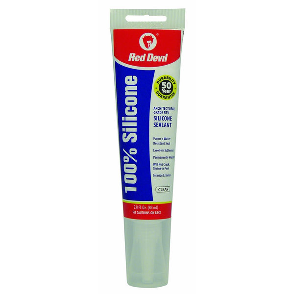 Red Devil 0820 100 Percent Silicone Sealant Architectural Grade, Clear, 2.8-Ounce