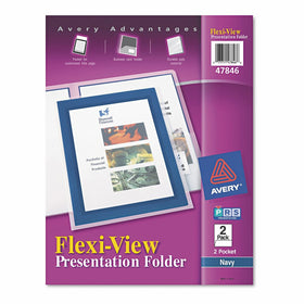 AveryFlexi-View Two-Pocket Polypropylene Folders, Navy/Translucent, Two per Pack ( 47846 )
