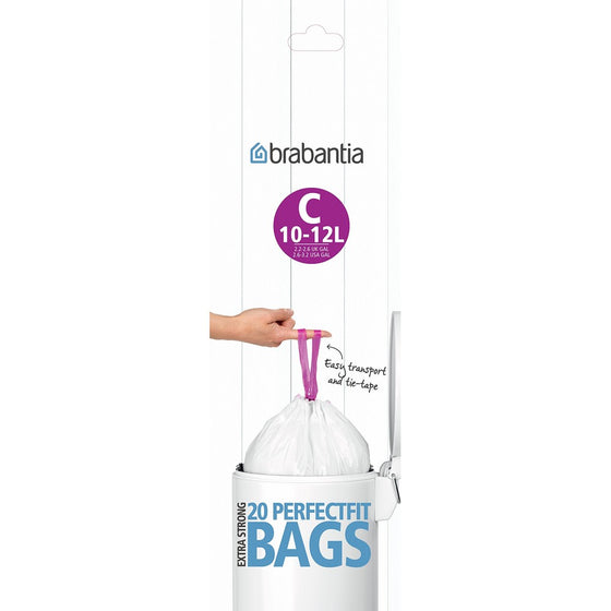 Brabantia Trash Bags, Size C, 2.6-3.2 gallon/10-12 liter - 20 Count