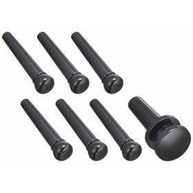 Planet Waves Injected Molded Bridge Pins with End Pin, Set of 7, Black