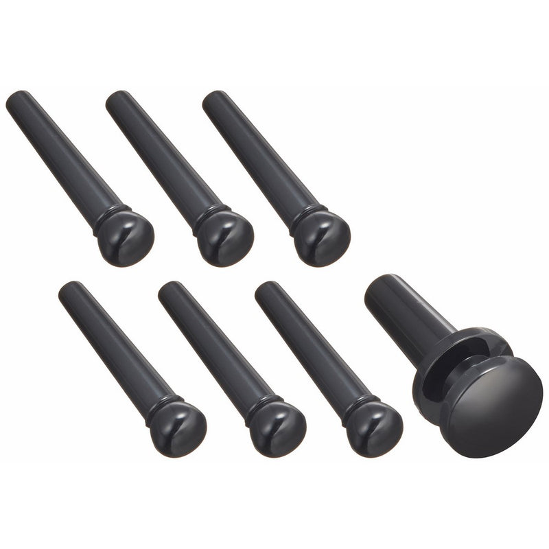 Planet Waves Injected Molded Bridge Pins with End Pin, Set of 7, Black