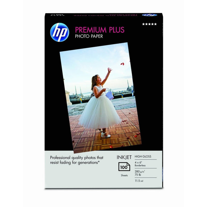 HP Premium Plus Photo Paper, High Gloss (100 Sheets, 4 x 6 Inches borderless)