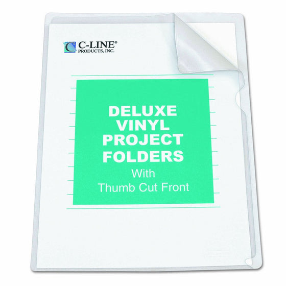 C-Line Deluxe Super Heavyweight Non-Glare Vinyl Project Folders, Letter Size, Clear, 50 per Box (62138)