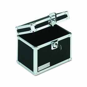 Vaultz VZ01171 Locking Index Card File with Flip Top Holds 450 4 x 6 Cards, Black