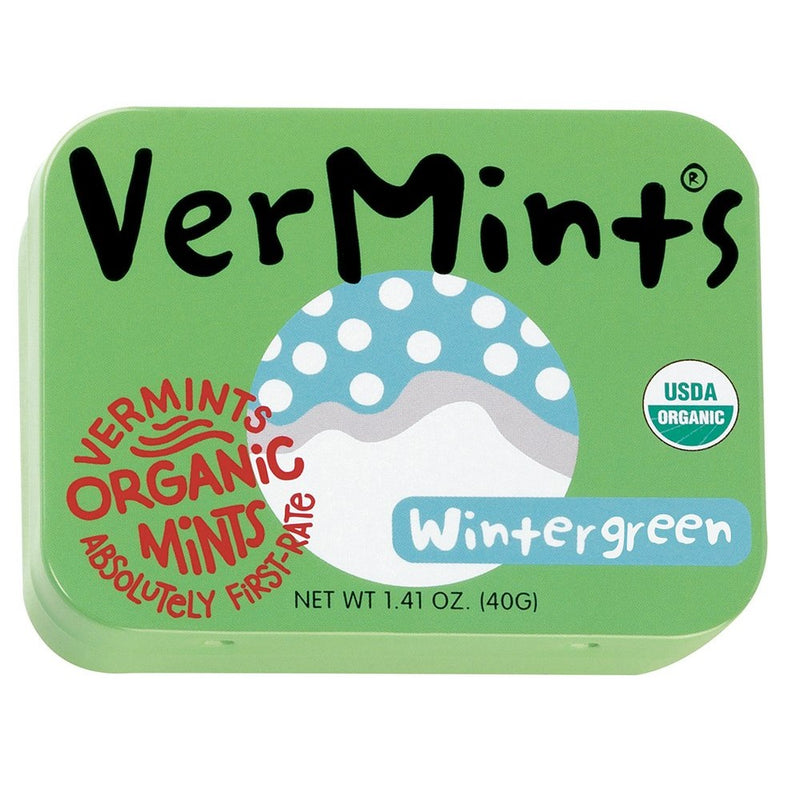 VerMints Organic Wintergreen Mints, 1.41oz Tins (Pack of 6)