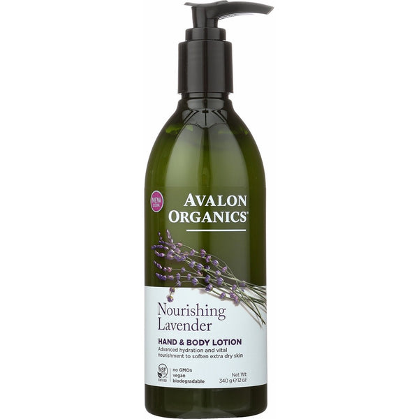 Avalon Organics Hand & Body Lotion, Nourishing Lavender, 12 Ounce