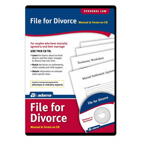 Adams File For Divorce CD, Manual and Forms on CD (ALC601)
