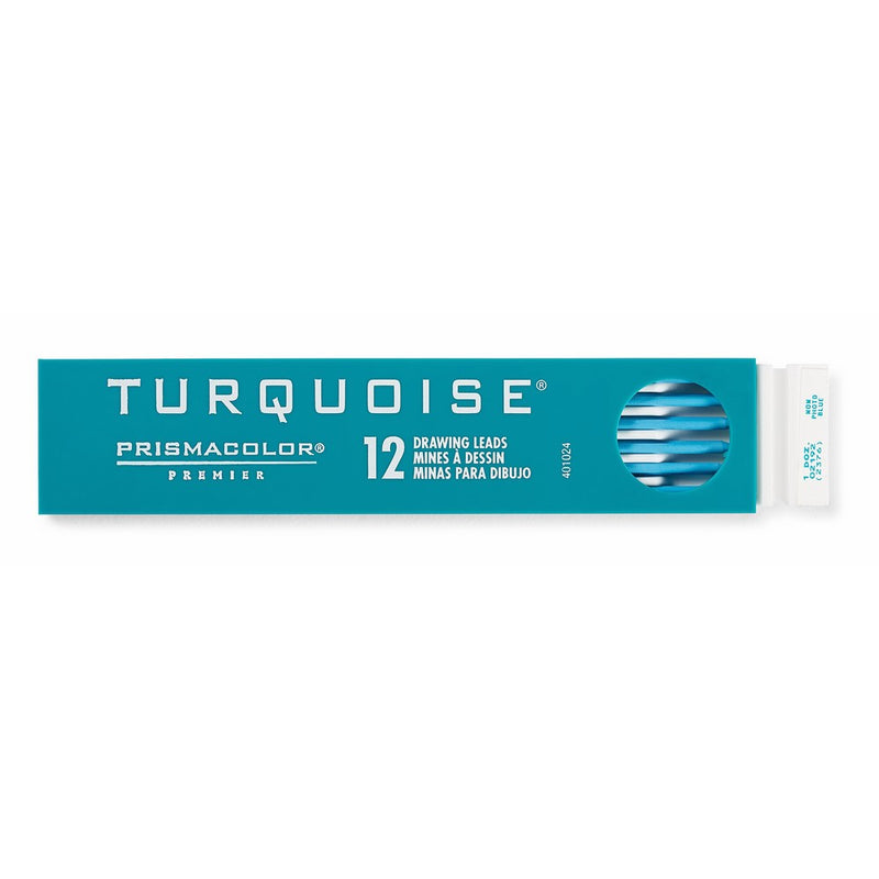 Prismacolor Premier Turquoise Graphite Drawing Leads, Non-Photo Blue, 2mm, 12-Count