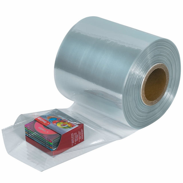 Aviditi SHT4100 Shrink Tubing Film Roll, 1500' Length x 4" Width, 100 Gauge Thick, Clear