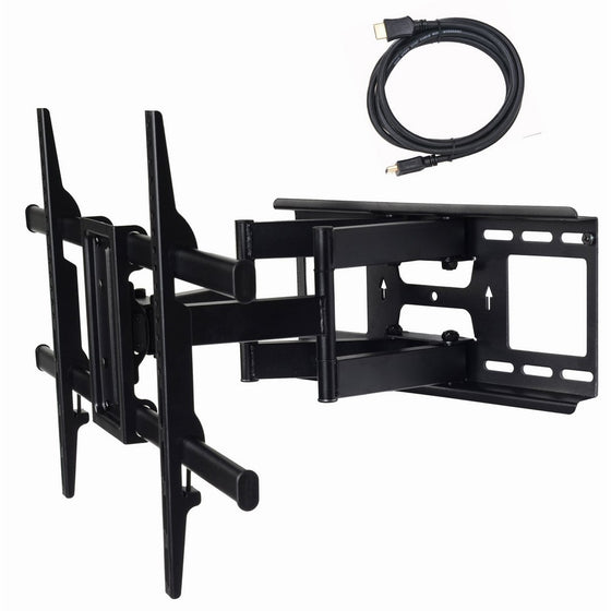 VideoSecu MW380B3 Full Motion Articulating TV Wall Mount Bracket for most 37"-70" LED LCD Plasma HDTV up to 125 lbs with VESA 684x400 600x400 400x400 200x200mm, Dual Arm pulls out up to 16" AW8