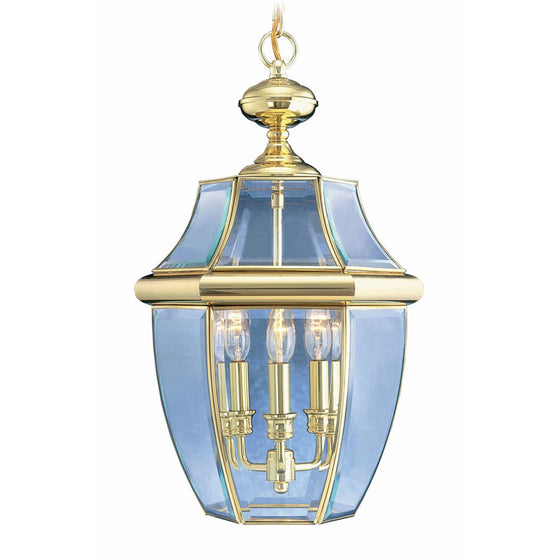 Livex Lighting 2355-02 Monterey 3-Light Outdoor Hanging Lantern, Polished Brass