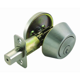 Design House 783589 Single Cylinder 2-Way Latch Deadbolt, Adjustable Backset, Satin Nickel Finish