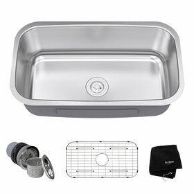 Kraus KBU14 31-1/2 inch Undermount Single Bowl 16-gauge Stainless Steel Kitchen Sink