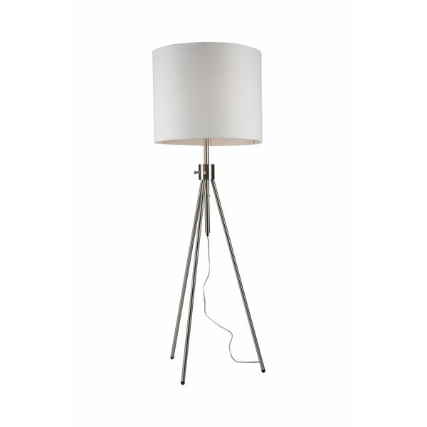 Steven And Chris By Artcraft Lighting SC589WH Mercer Street Transitional Floor Lamp In Brushed Nickel With White Linen Shade