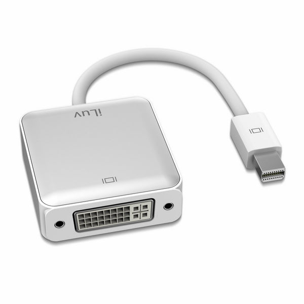 iLuv Mini DisplayPort/Thunderbolt to DVI adapter with aluminum finish, shielded cable, and 1920 x 1080 HD resolution for Mac computers and DVI Monitor - no extra power or driver required (2.4")