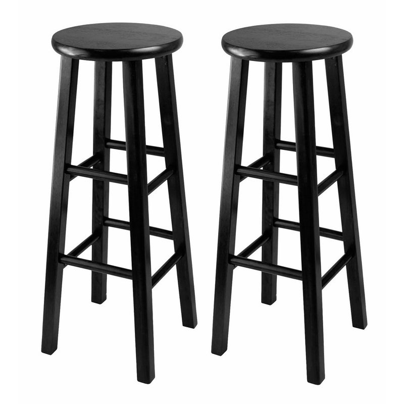 Winsome 29-Inch Square Leg Bar Stool, Black, Set of 2