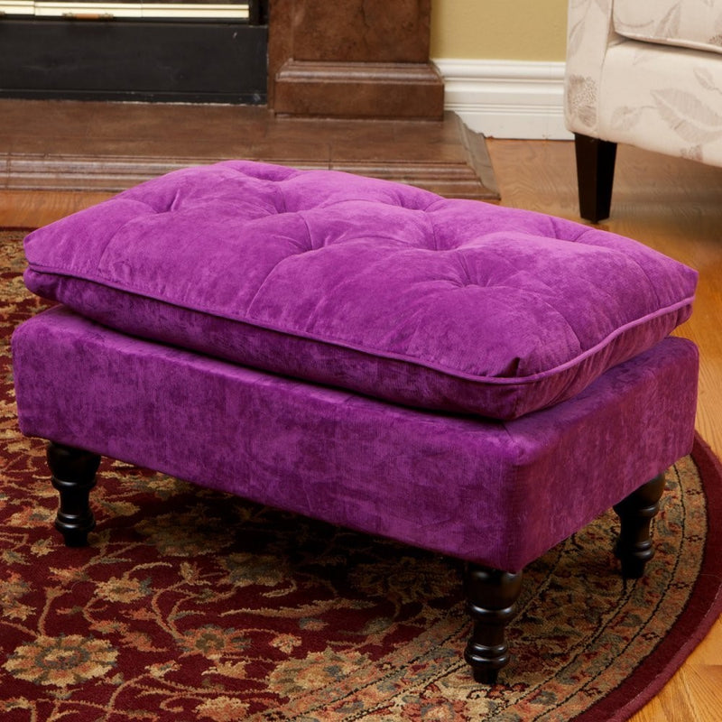 Best-selling Velvet Tufted Ottoman, Purple